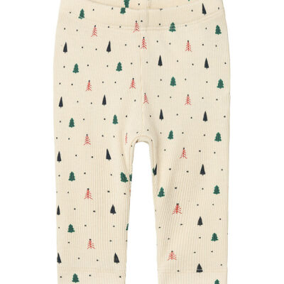 Name It Leggings - Rib - NbnDab - Summer Sand m. Juletræer