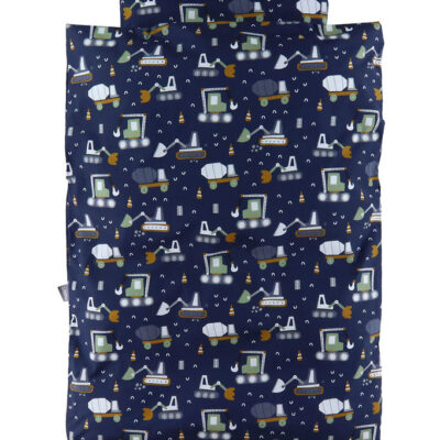 Nørgaard Madsens Sengetøj - Baby - Navy m. Arbejdsmaskiner