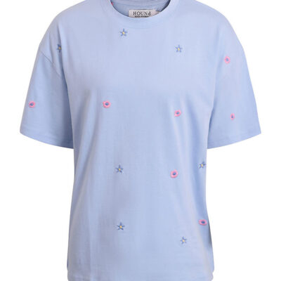 Hound T-shirt - Lyseblå m. Blomster