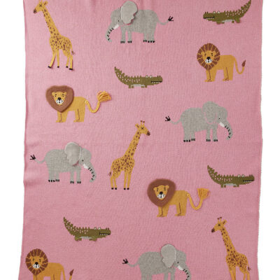 Rice Tæppe - Animals - Pink