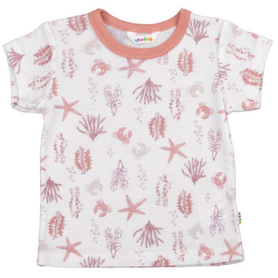 Joha T-shirt - Uld - Lyserød m. Print