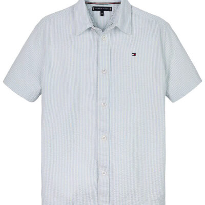 Tommy Hilfiger Skjorte - Seersucker - Breezy Blue White Stripe
