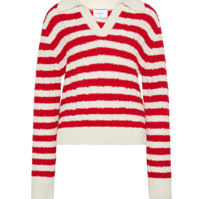 Grunt Polobluse - Strik - Fany - Off White/Rød