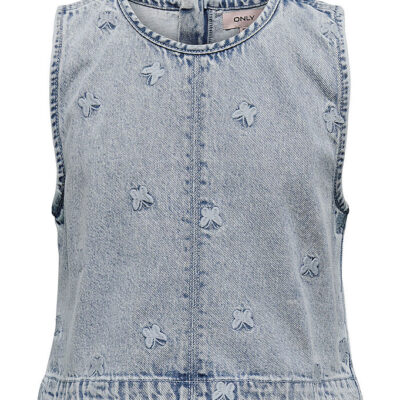 Kids Only Top - KogFreja - Lyseblå Denim/Sommerfugl