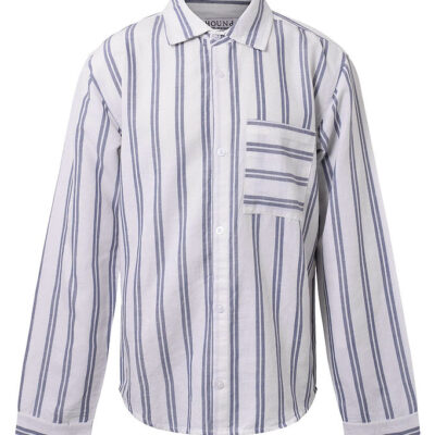 Hound Skjorte - Linen Blend - Deep Blue/Hvid