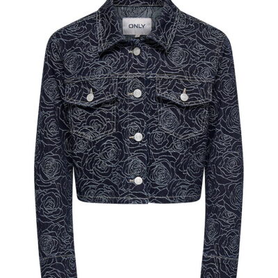Kids Only Denimjakke - KogGianna - Dark Blue Denim/Roses