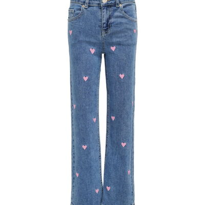 Kids Only Jeans - KogJuicy - Light Blue Denim/Pink Heart Embroii