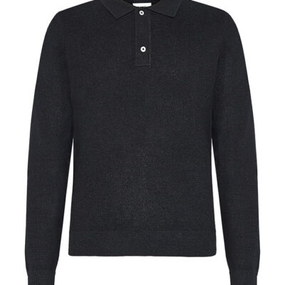 Grunt Polobluse - Strik - GrHam - Black Melange