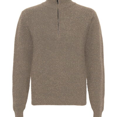 Grunt Bluse m. Lynlås - Strik - GrTone - Nature Melange