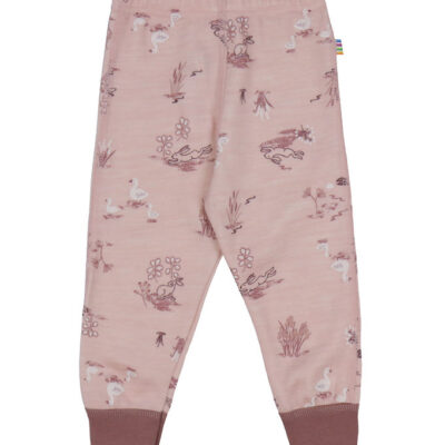 Joha Leggings - Uld/Bambus - Lyserød m. Print