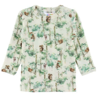 Joha Bluse - Uld - Off White m. Træer