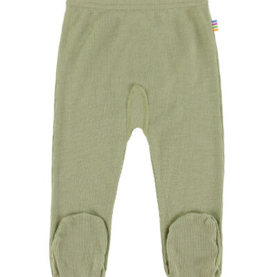 Joha Leggings m. Fødder - Rib - Uld/Silke - Grøn