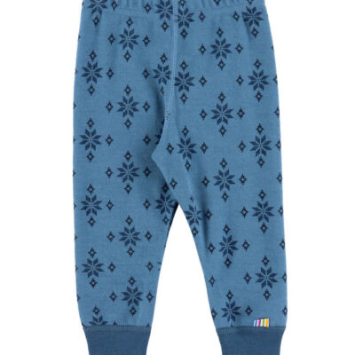 Joha Leggings - Uld/Bomuld - Blå m. Snefnug