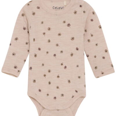 CeLaVi Body l/æ - Uld - Rose Dust m. Blomster