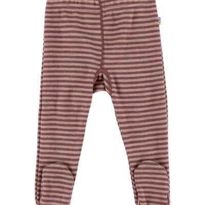 Joha Leggings m. Fødder - Uld - Rose m. Striber