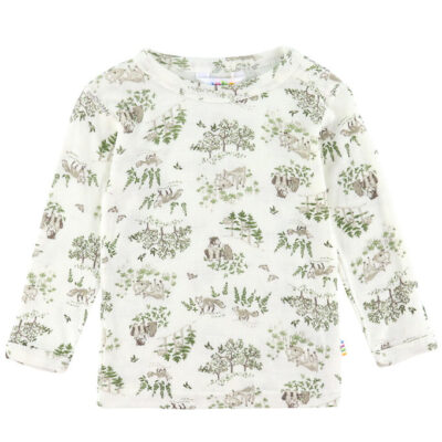 Joha Bluse - Uld/Silke - Off White m. Træer