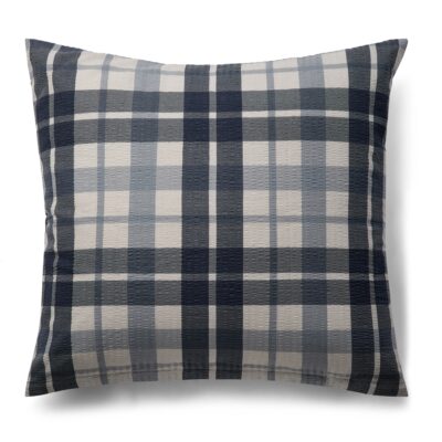 Pudebetræk 60x63 cm - Bæk og Bølge - 100% Bomulds krep - Mørkeblå tern