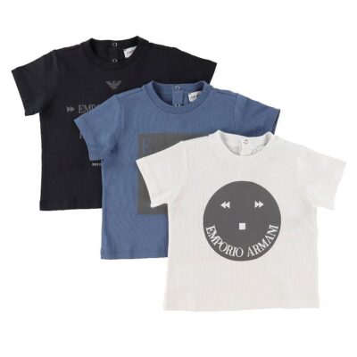 Emporio Armani T-shirt - 3-pak - Blå/Hvid/Navy m. Refleks