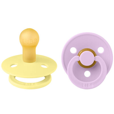 BIBS Colour Sutter - 2-pak - Str. 1 - Rund - Sunshine/Violet Sky