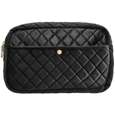 Fan Palm Toilettaske - Medium - Quiltet Velour - Black Velvet