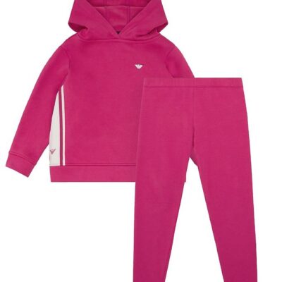 Emporio Armani Hættetrøje/Leggings - Pink m. Hvid