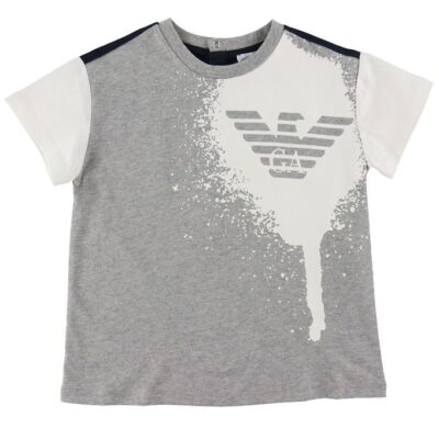 Emporio Armani T-shirt - Gråmeleret/Navy m. Hvid