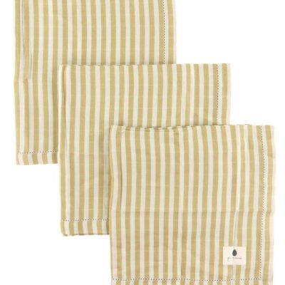 Pine Cone Stofble - 3-pak - 70x70 cm - Edith - Mustard Stripe