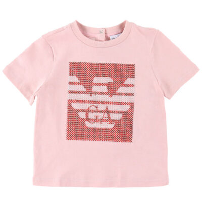 Emporio Armani T-shirt - Rosa/Rød m. Pailletter
