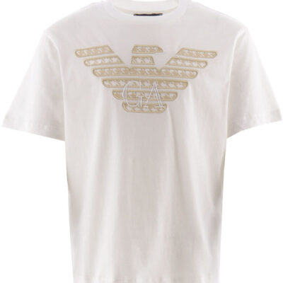 Emporio Armani T-shirt - Hvid/Beige m. Logo