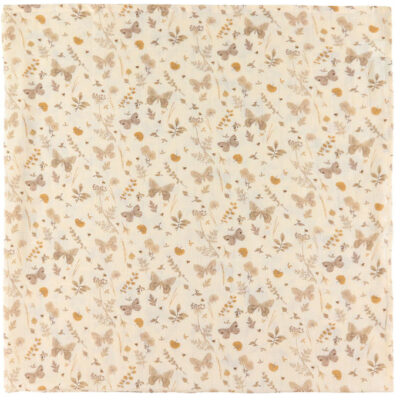 Cam Cam Babysvøb - 120x120 cm - Beige m. Blade/Sommerfugle