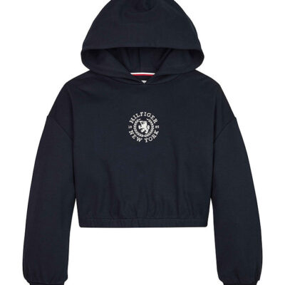 Tommy Hilfiger Hættetrøje - Viskose - Crest Logo - Desert Sky