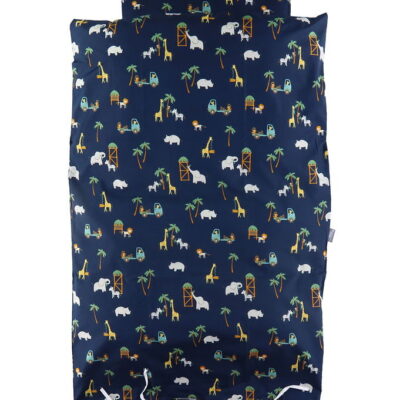 Nørgaard Madsens Sengetøj - Baby - Navy m. Safaridyr
