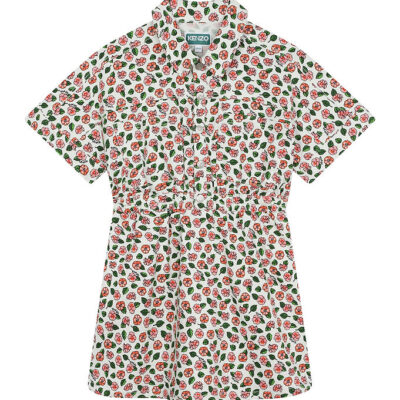 Kenzo Kjole - Denim - Ivory/Rosa m. Blomster
