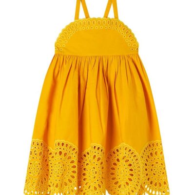 Stella McCartney Kids Kjole - Gul m. Hulmønster