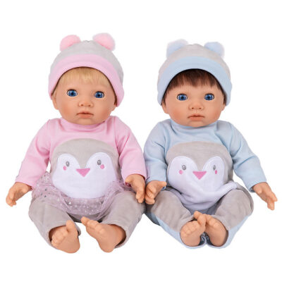 Tiny Treasures - Babytvillingedukker i pingvin outfit