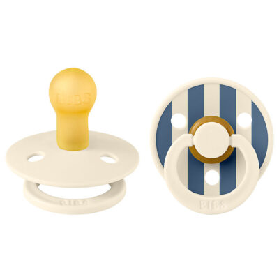 BIBS Colour Sutter - 2-pak - Str. 1 - Rund - Ivory/Steel Blue
