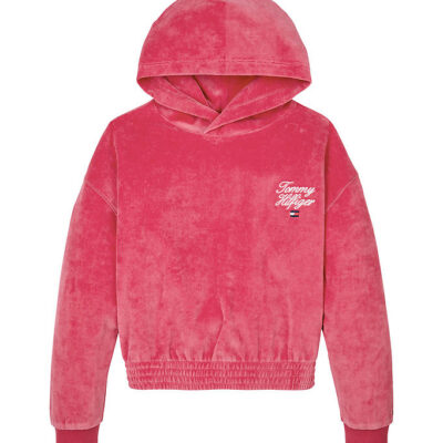 Tommy Hilfiger Hættetrøje - Velour - Script - Heritage Pink