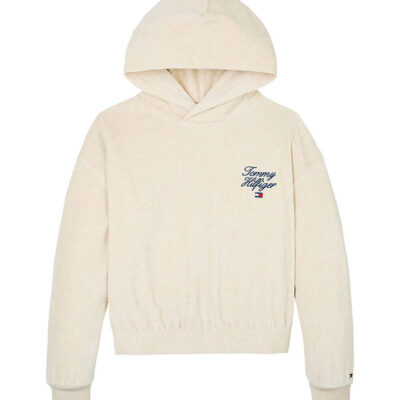 Tommy Hilfiger Hættetrøje - Velour - Script - Heathered Oat