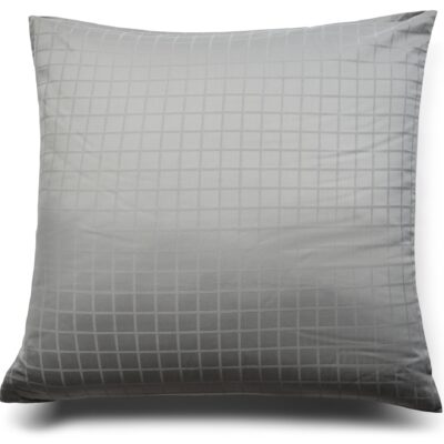 Pudebetræk 60x63 cm - GOTS certificeret økologisk bomuldssatin - Grå jacquardvævede tern