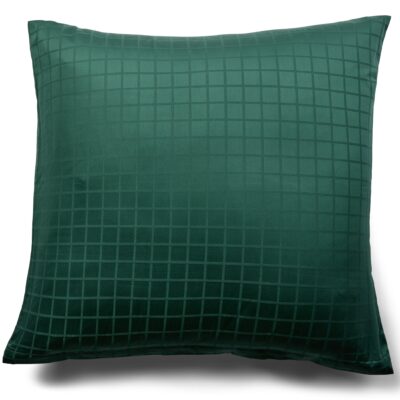 Pudebetræk 60x63 cm - GOTS certificeret økologisk bomuldssatin - Grønne jacquardvævede tern