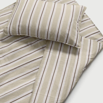 DAWN Hør Bomuld Dynebetræk (140x200) - Ivory / Off White / Chocolate - 100% økologisk bomuld -