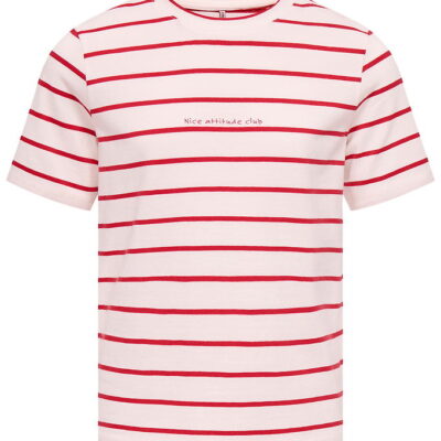 Kids Only T-shirt - KogHelle - Tomato/Cloud Dancer/Print Nice