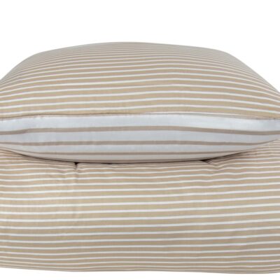 Dobbelt sengetøj 240x220 cm - 100% bomuldssatin - Vendbart sandfarvet striber