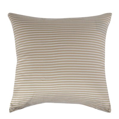 Pudebetræk 60x63 cm - 100% bomuldssatin - Vendbart sandfarvet striber