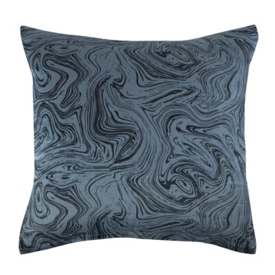 Pudebetræk 60x63 cm - Bomuldssatin - Mørkeblåt marble print
