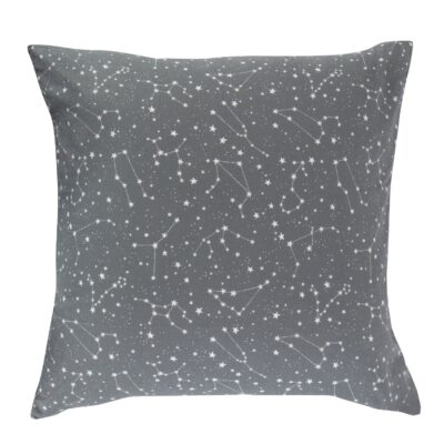 Pudebetræk 60x63 cm - 100% Bomuld - Zodiac grey - Vendbart med stjerner