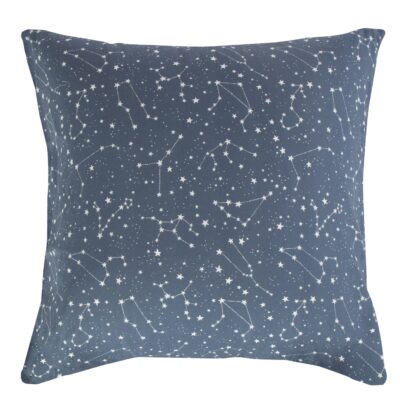 Pudebetræk 60x63 cm - 100% Bomuld - Zodiac blue - Vendbart med stjerner