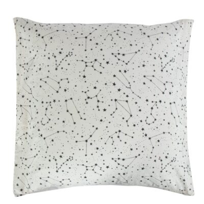 Pudebetræk 60x63 cm - 100% Bomuld - Zodiac white - Vendbart med stjerner