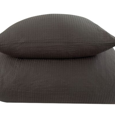 Sengetøj 150x210 cm - Bæk og Bølge - 100% bomulds krep - Mørkegråt ensfarvet