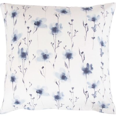 Pudebetræk 60x63 cm - Bomulds flonel - Hvid med blå blomster